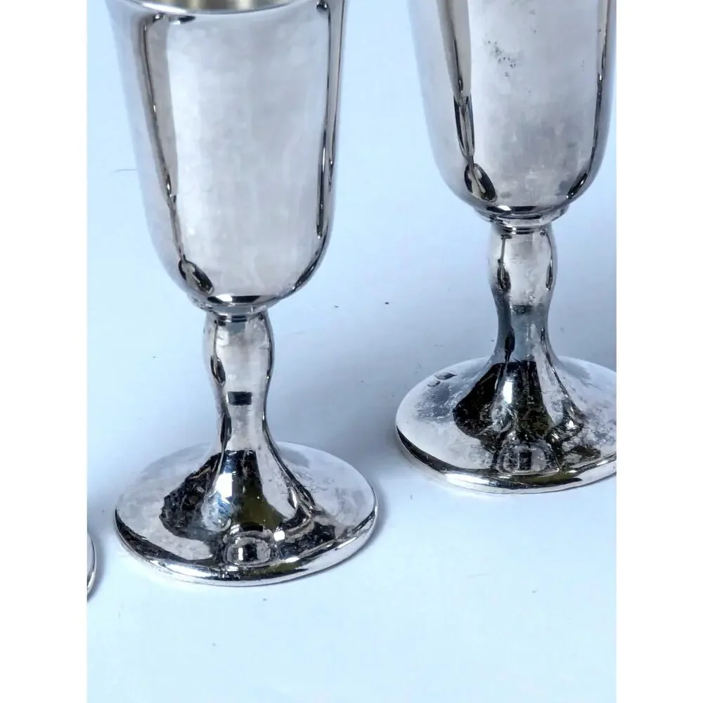Vintage Silverplate Cordial Goblets Set of 4 Mid-Century Barware